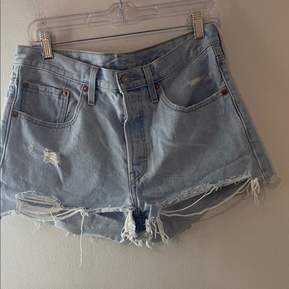 Levi's Pants - Levi's 501 Light Blue Distressed Denim Cutoff Shorts